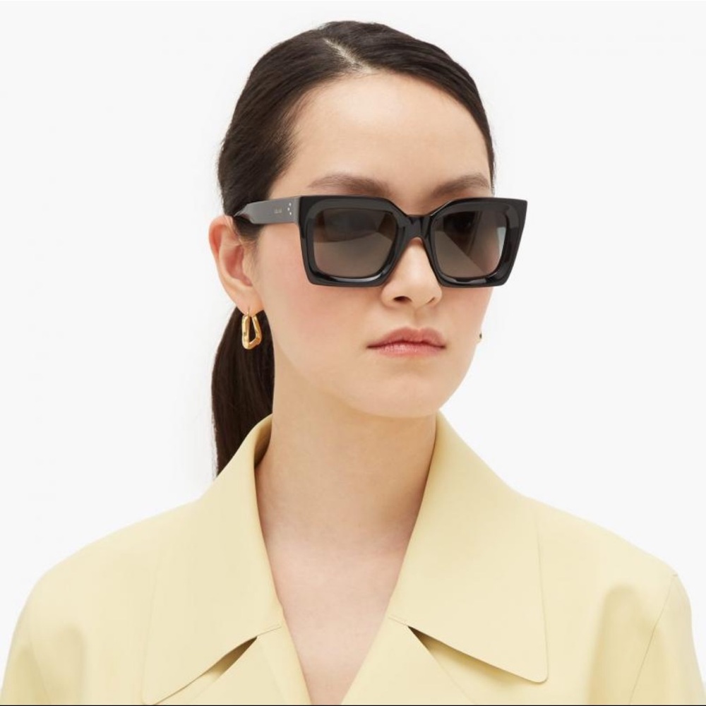 Authentic NEW Celine Black Rectangle Acetate sunglasses - Picture 5 of 17